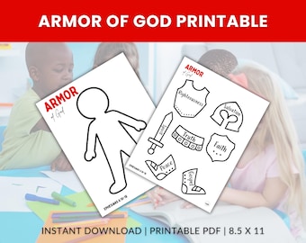 Armor of God Craft | Kids' Bible Lesson Craft |The Armor of God Printable | Bible Lesson Printable | Sunday School Activity