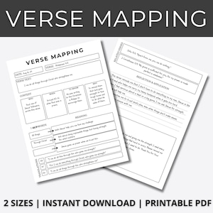 Peut inclure: Une feuille de travail imprimable pour cartographier un verset biblique. La feuille de travail comprend des sections pour la date, le texte du verset, le contexte, quand, à qui, pourquoi, les mots-clés, le sens, les versets connexes et la réflexion et l'application. Le texte du verset est "Je peux tout faire par le Christ qui me fortifie." de Philippiens 4:13.