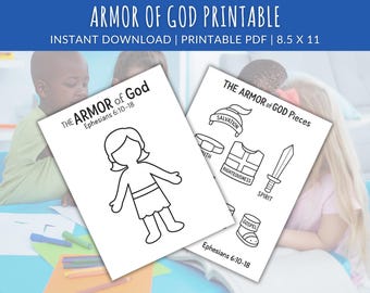 Armor of God Printable | Armor of God Coloring Page | Armor of God Sunday School Lesson | Armor of God Craft | Armor of God Bible Lesson