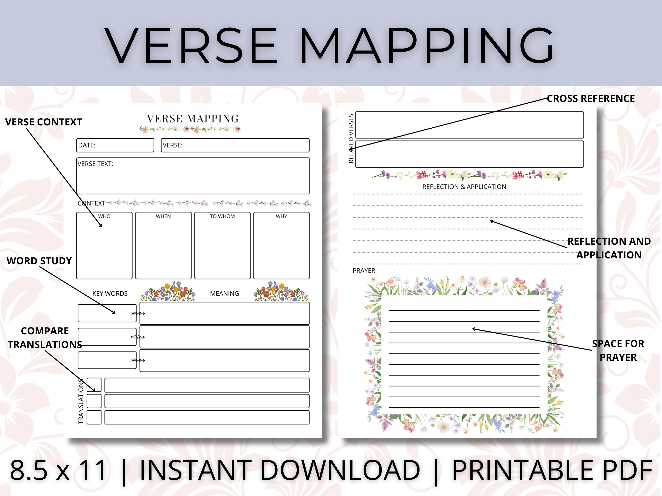 Verse Mapping | Bible Study Guide | Bible Study Template | Bible Verse ...
