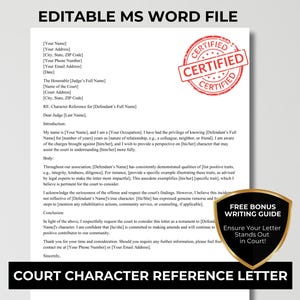 Empfehlungsschreiben Vorlage | Zeichen Referenzbuchstabe für Court | Bearbeitbarer Referenzbuchstabe | Hofcharakter Referenzbrief