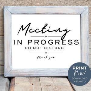 Meeting in Progress Sign | Please Do Not Disturb Sign | No Soliciting Sign | Meeting in Progress Do Not Disturb | Meeting in Progress Print