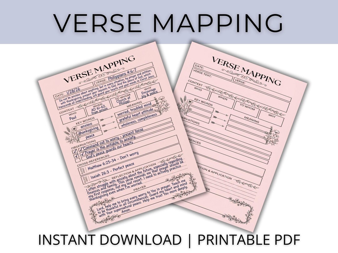 Verse Mapping Template | Bible Study Guide (US Letter PDF Download) - Etsy