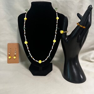 Lemon beaded jewelry set