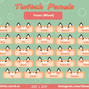 24 FOX Kawaii Foxes Panels for Twitch - Etsy