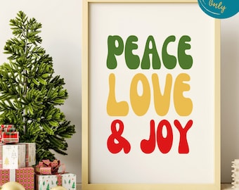 Peace Love Joy SVG | Cricut Cut File, Digital download, Christmas svg, Quote, Dxf, Png, Silhouette file, Holiday png, Sublimation design