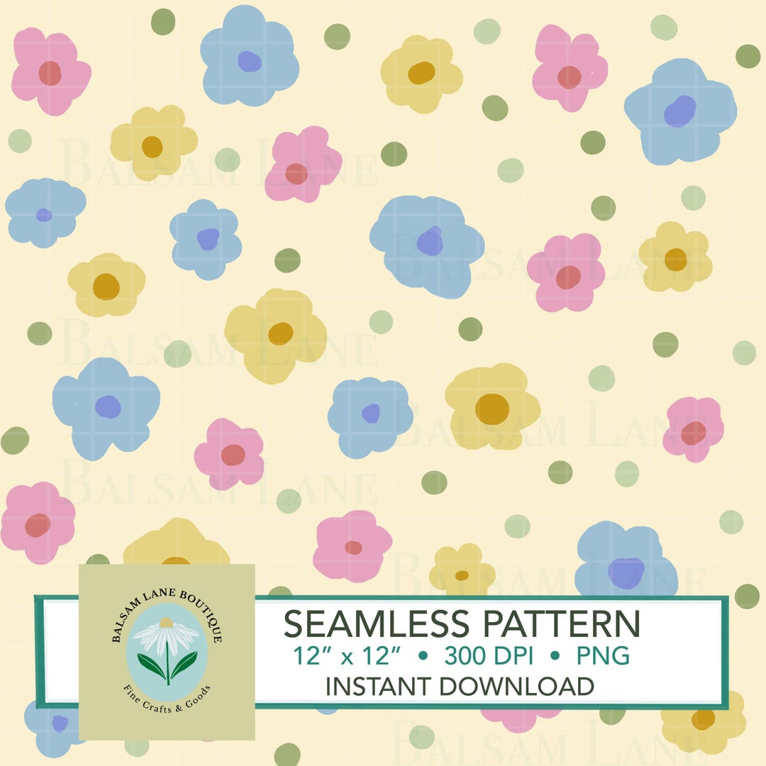 Muted Vintage Ditsy Floral Seamless Pattern | Instant Download PNG ...