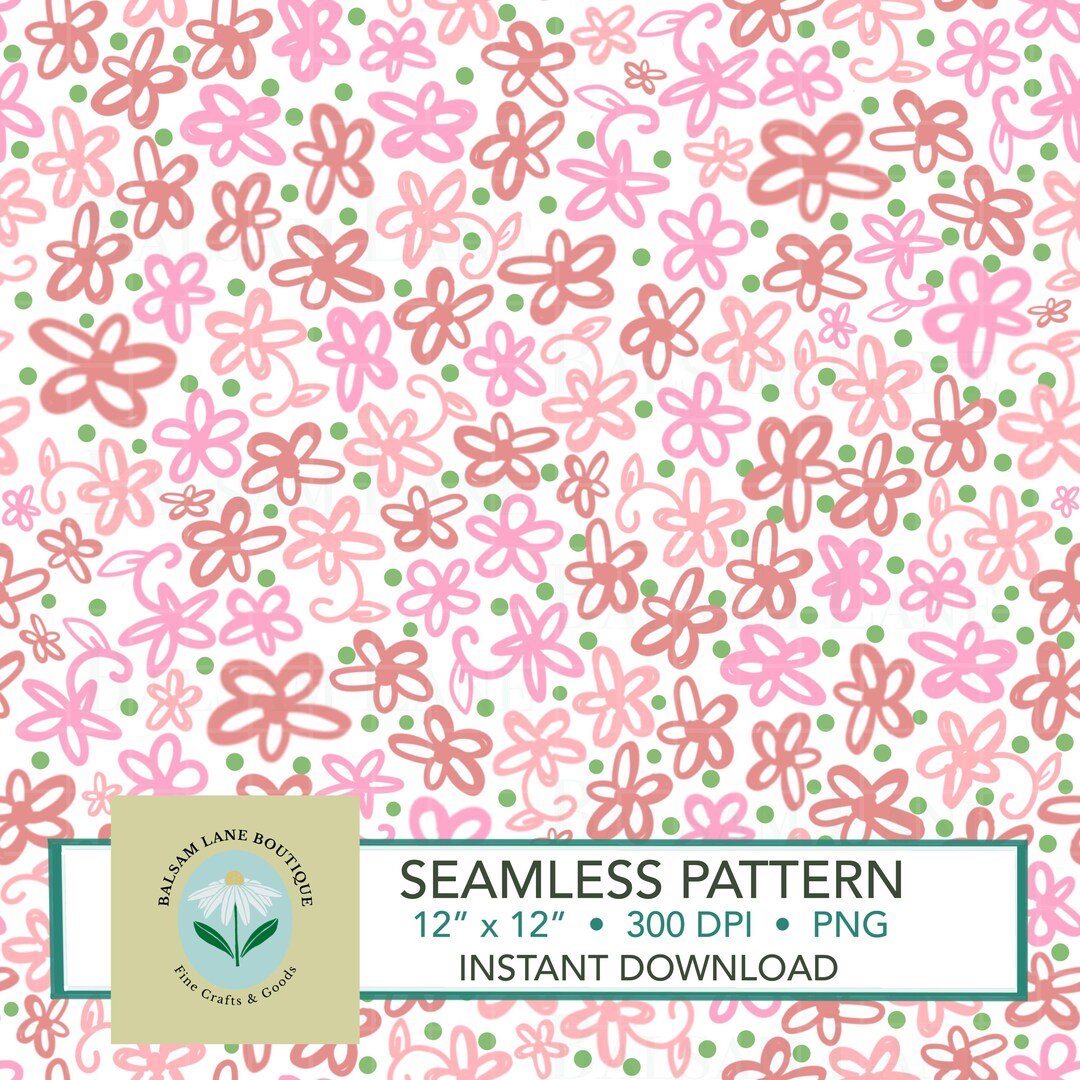 Pink Ditsy Floral Seamless Pattern | Instant Download PNG Digital File ...