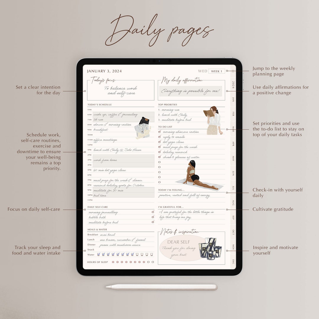 Digital Planner 2024 Goodnotes Planner Daily Planner Weekly - Etsy
