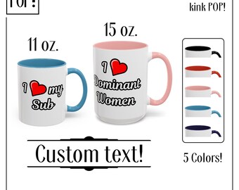 I Heart My Custom Personalized White Accent Ceramic Mug | Queer + Kink Positive Requests Welcome | I Love | Custom Coffee Cup