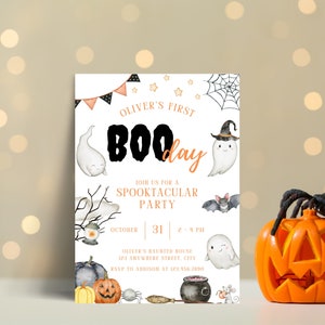 Bearbeitbare Halloween-Geburtstags-Einladungs-Vorlage, Boo Day Party Invite, Spooktacular Halloween Ghost Spooky Party, 1st 2nd 3rd 4th, EM021