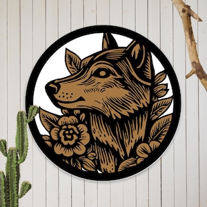 Wolf and flowers Embroidered patches