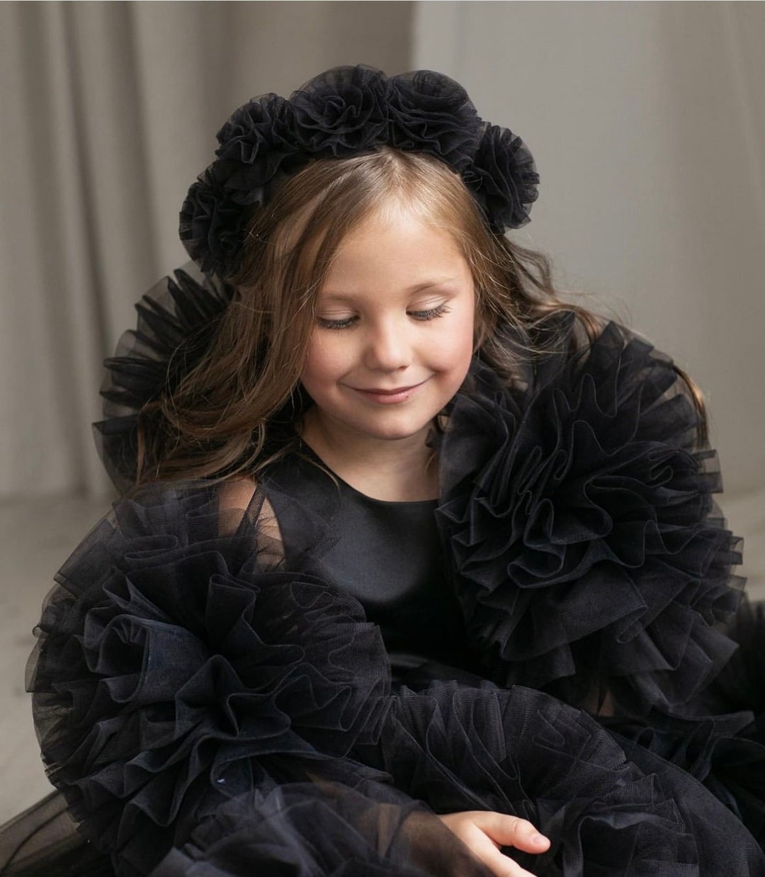 Black Flower Girl Dress Tulle Girls Ball Gown Birthday Girl Etsy
