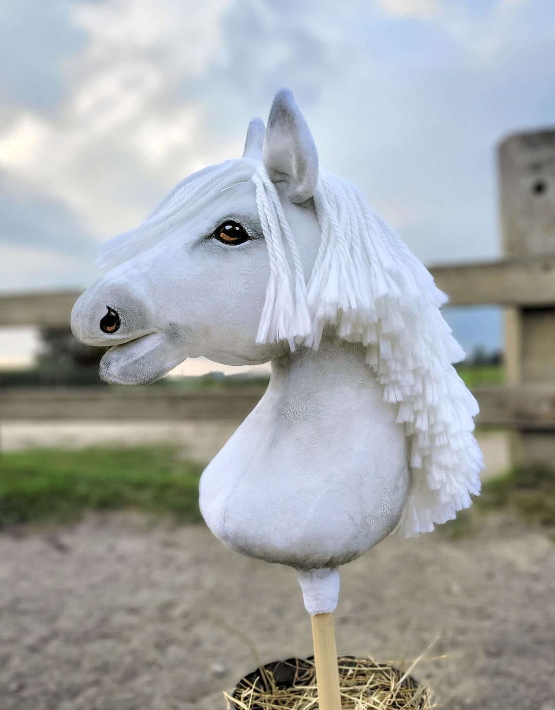Ensemble Licol Avec Fourrure Blanche + Longe Pour Hobby Horse - Taille A3 - Sans Le Cheval - Pour Jeu D'imitation Enfant