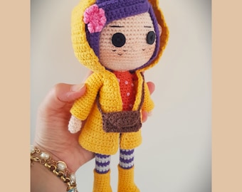 Handmade Custom Coraline Amigurumi Doll - Unique Crochet Gift, Inspired by Coraline Jones