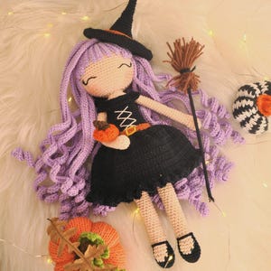 Handmade Crochet Witch Doll – Knit Newborn Toy, Halloween Gift
