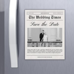 Newspaper Save The Date Magnets, Save the Date Magnets, Newspaper Save The Dates, Magnet Save the Dates, Magnet Save the Dates w/ QR Code