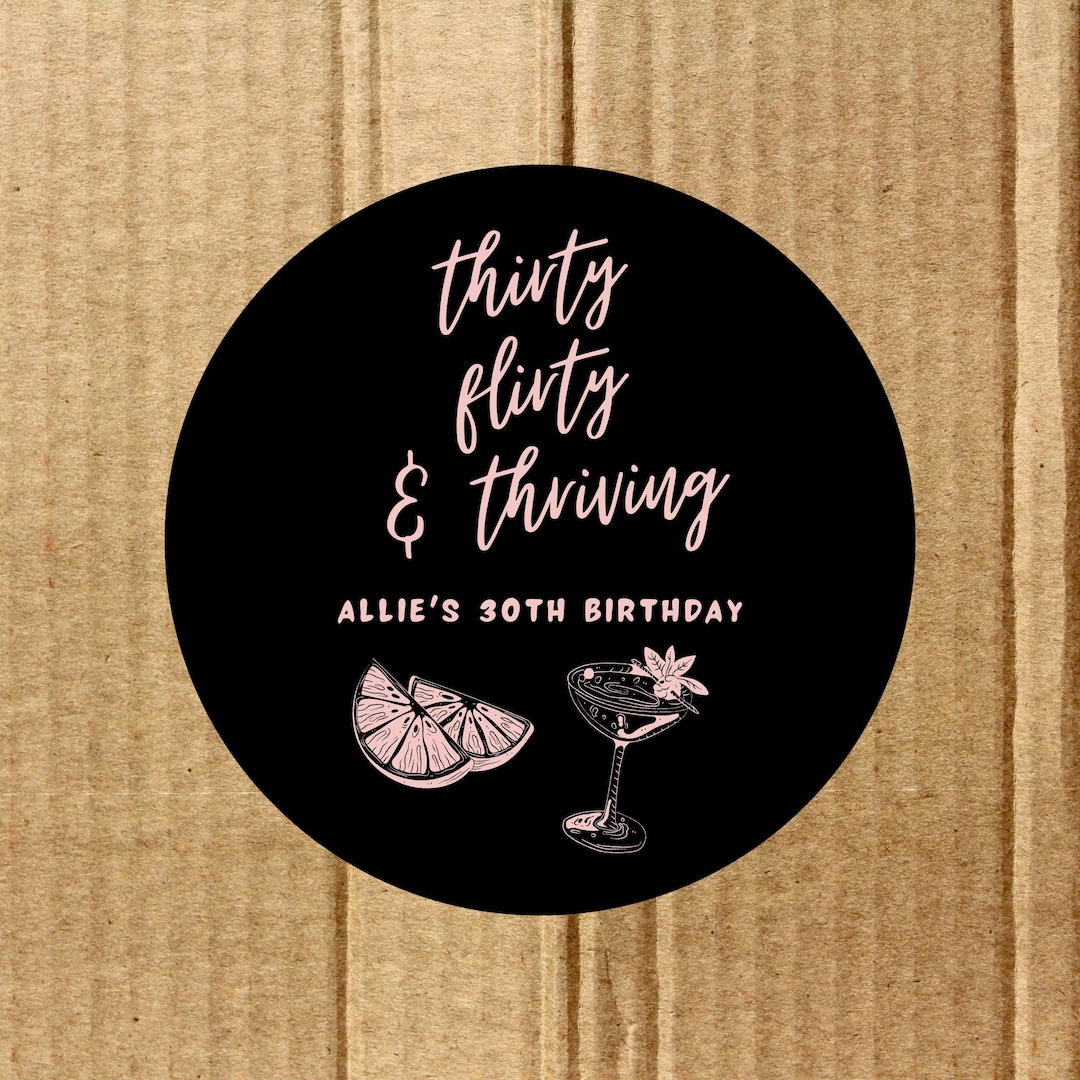 Thirty Flirty and Thriving Birthday Stickers, Bachelorette Stickers ...