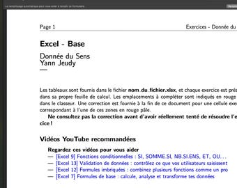 Excel アバンセの練習 – 39 の練習問題、リスト、RECHERCHEV、およびテキストの関数