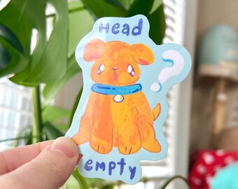 Head Empty Puppy Sticker / Cute Dumb Dog Sticker / Laptop Water Bottle Decor / Dog Lover