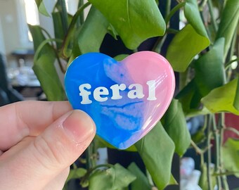 Feral Heart Shape Resin Magnet / Adorable Colorful Magnet / Funky Fridge Decor / Cute Fun Magnet