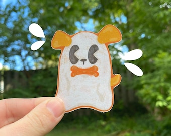 Schattige puppy Halloween-spook gestanste sticker / Spooky sticker / sticker waterfles / waterdichte sticker
