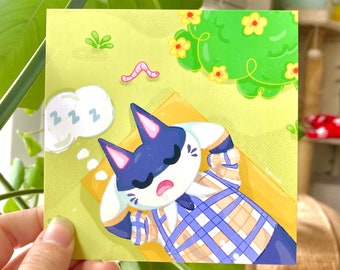 Lounged Punchy Cat Friend Print / Cute Villager Print / Cozy Nature Print
