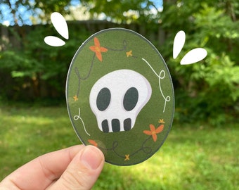 Cute Skull Portrait Sticker / Spooky Sticker / Diecut Sticker / Laptop Decal / Water Bottle Sticker