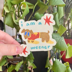 Weenie Dog Sticker / Cute Dog Sticker / Weener Pup Diecut Sticker afbeelding 2