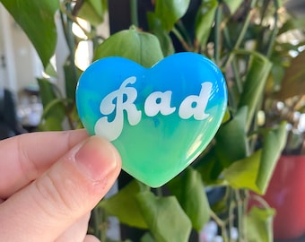 Rad Heart Shape Resin Magnet / Adorable Colorful Magnet / Funky Fridge Decor / Cute Fun Magnet