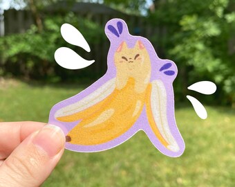 Banana Cat Sticker / Cute Cat Sticker / Waterproof Laptop Sticker / Diecut Water Bottle Sticker /Kawaii Cat Sticker / Cat Lover Gift
