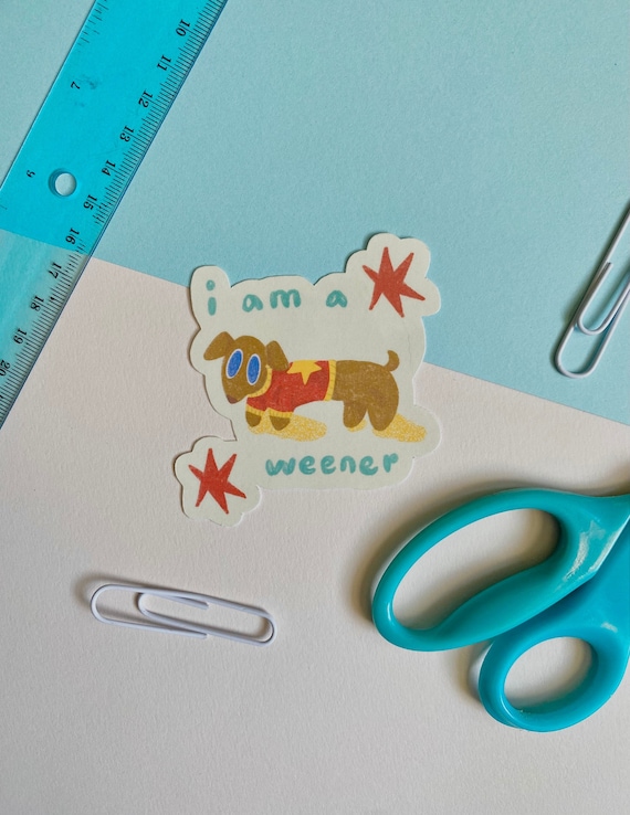 Weenie Dog Sticker / Cute Dog Sticker / Weener Pup Diecut Sticker
