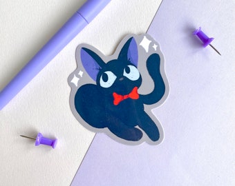 Delivery Cat Sticker / Cute Kawaii Black Cat Sticker / Anime Black Kitty Friend Sticker