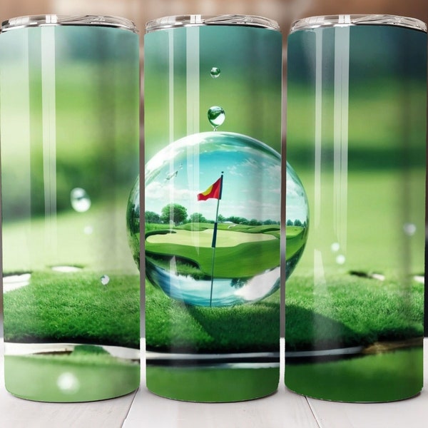 Golf Scene water drop sublimation tumbler wrap,  Unique Golf wrap design, Sublimated Tumbler Wrap Golf, Digital Download PNG, 20 oz Tumbler