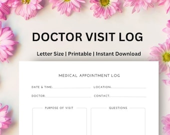 Doctor Appointment log Doctors Visit Medical Specialist Visit log, Health Records Doctor Appointments Journal, A4 &Letter size printable pdf
