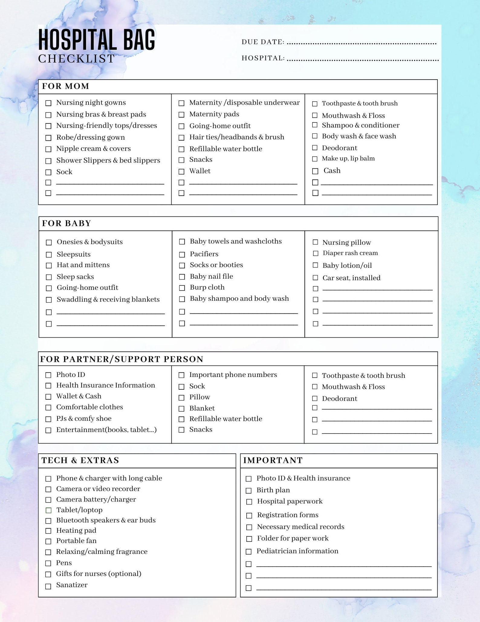 Labor and Delivery Hospital Bag Checklist for Expecting Mothers ...
