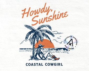 Retro Western Coastal Cowgirl PNG Vintage Surf Illustration Boho Southern Howdy T-Shirt Sunshine Beach Graphic Transparent Digital Download