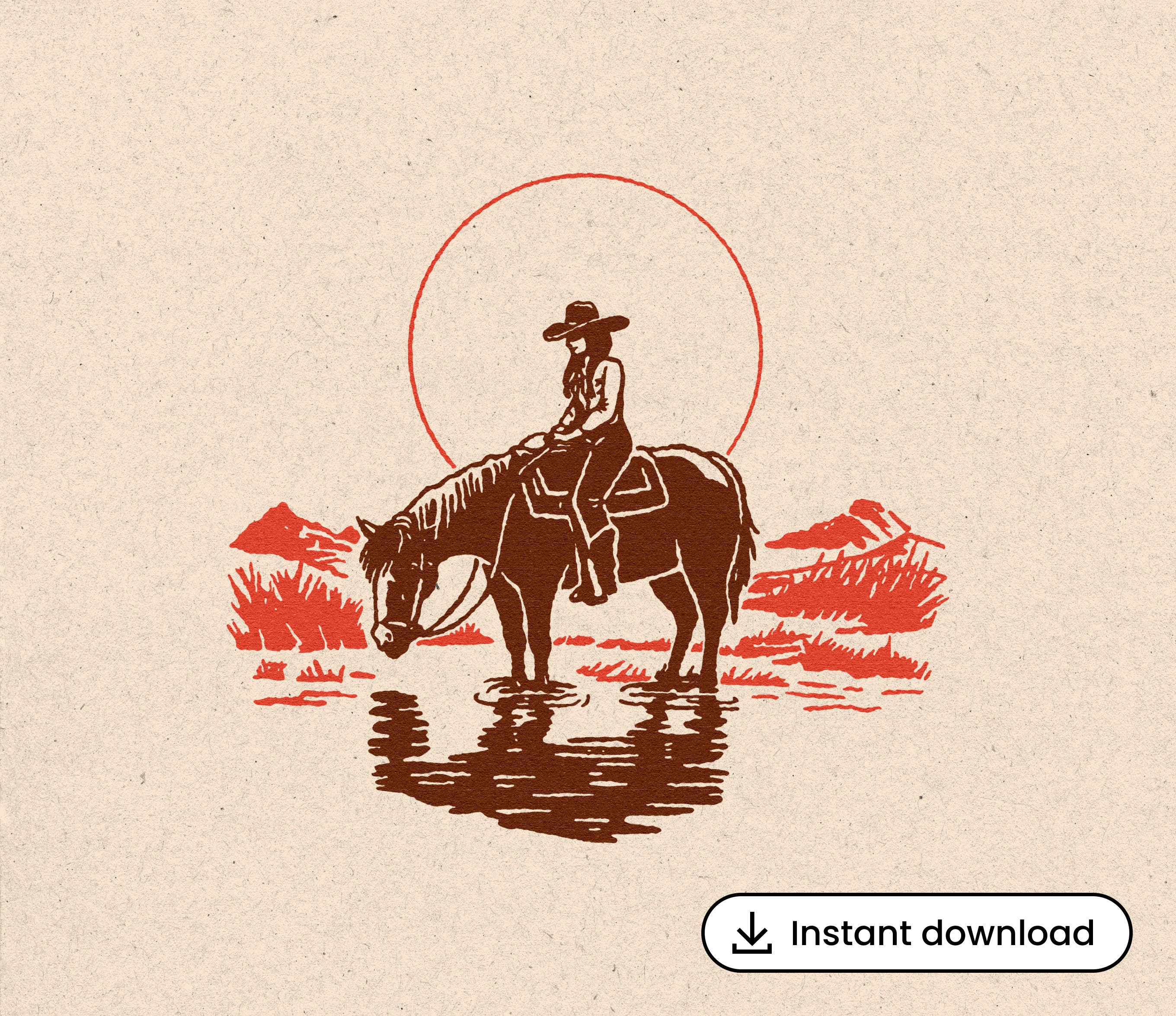 Retro Cowgirl Horse SVG Lead Horse to Water Vintage Cowboy Sunset