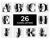 Floral Alphabet SVG, 26 Flower Letter Monogram (Digital Download)