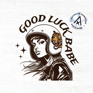 Powodzenia, kochanie SVG Amerykański Punk Biker Vintage Rock N Roll Kobieta Klub Motocyklowy Retro Tygrys Tshirt Grafika Przezroczysty PNG Cyfrowe pobieranie