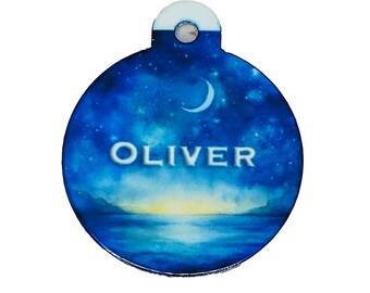 Moonlit Ocean Pet ID Tag: Personalized Celestial Dog Tag