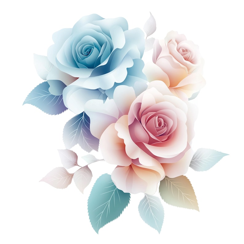 Transparent Background 12 Rose Color Variety Clipart Bundle, Digital ...
