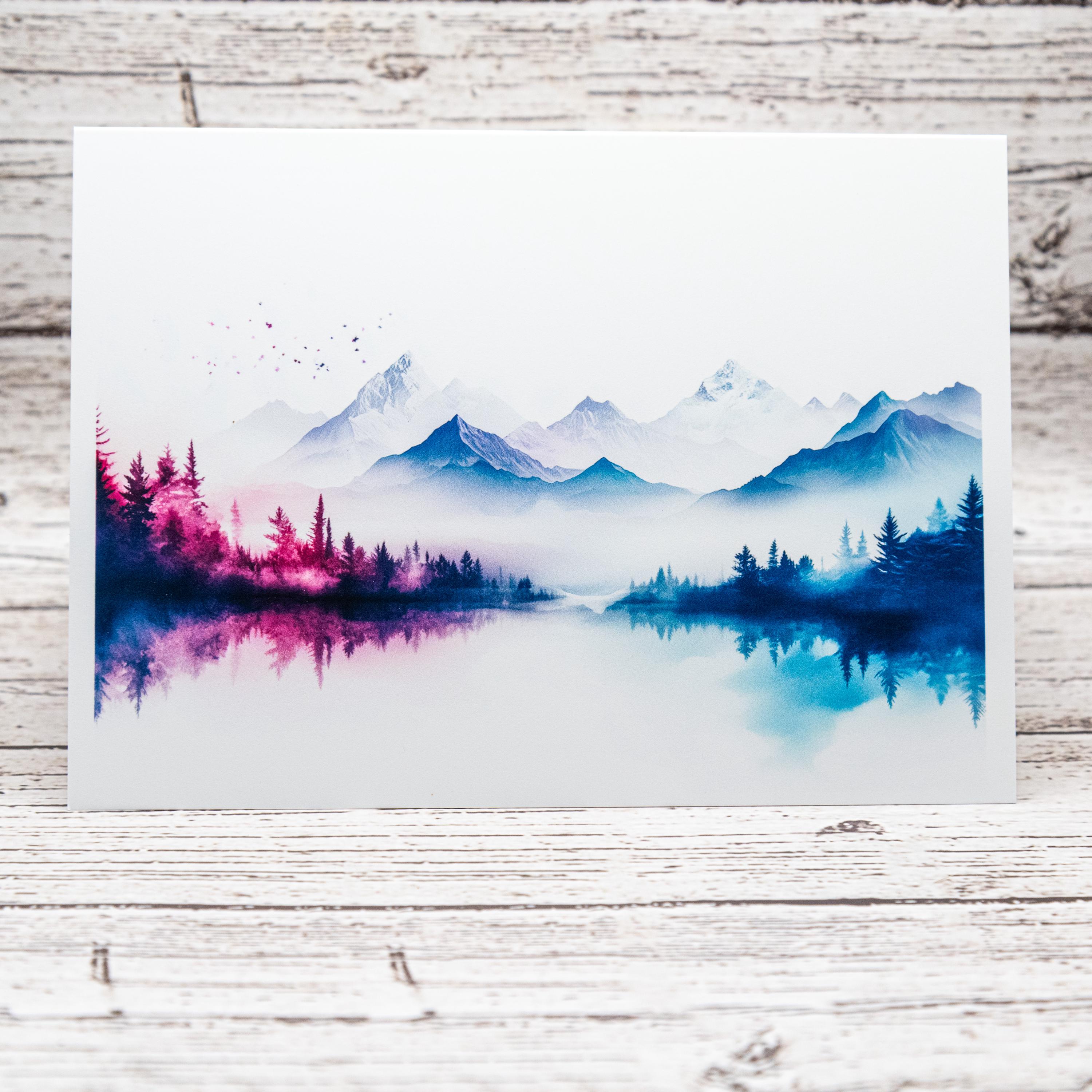 Watercolor Mountain Note Card Set: A6 Greeting Cards With Envelopes - Etsy