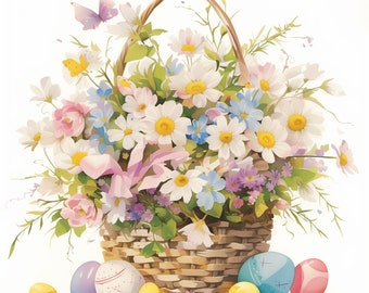12 bouquet di fiori pasquali ad acquerello PNG Clipart Bundle Download digitale, arte stampabile