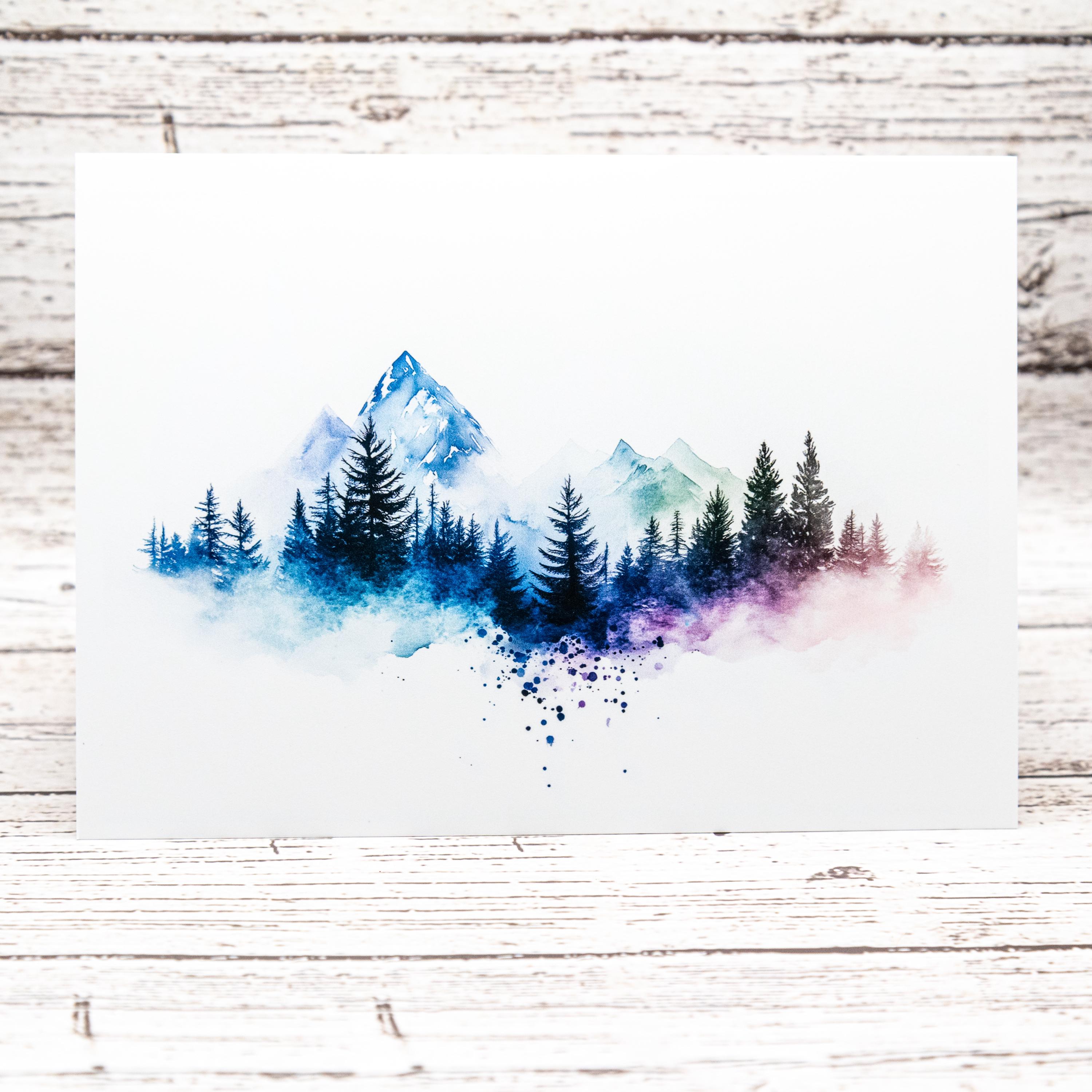 Watercolor Mountain Note Card Set: A6 Greeting Cards With Envelopes - Etsy