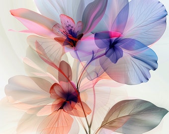 Download immediato di un pacchetto di clipart PNG floreali astratti - Download digitale con 12 design unici