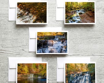 Five Tennessee Waterfalls Photography Note Card Set - All Occasion Greeting Cards with Envelopes