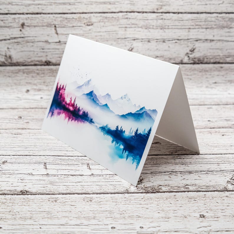 Watercolor Mountain Note Card Set: A6 Greeting Cards With Envelopes - Etsy
