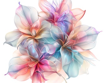 Sfondo trasparente Fiori astratti PNG Clipart Bundle Download digitale 10 disegni