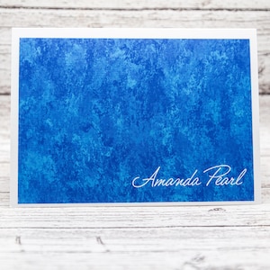 Personalized Abstract Blue Notecard Set: Linen Stationery